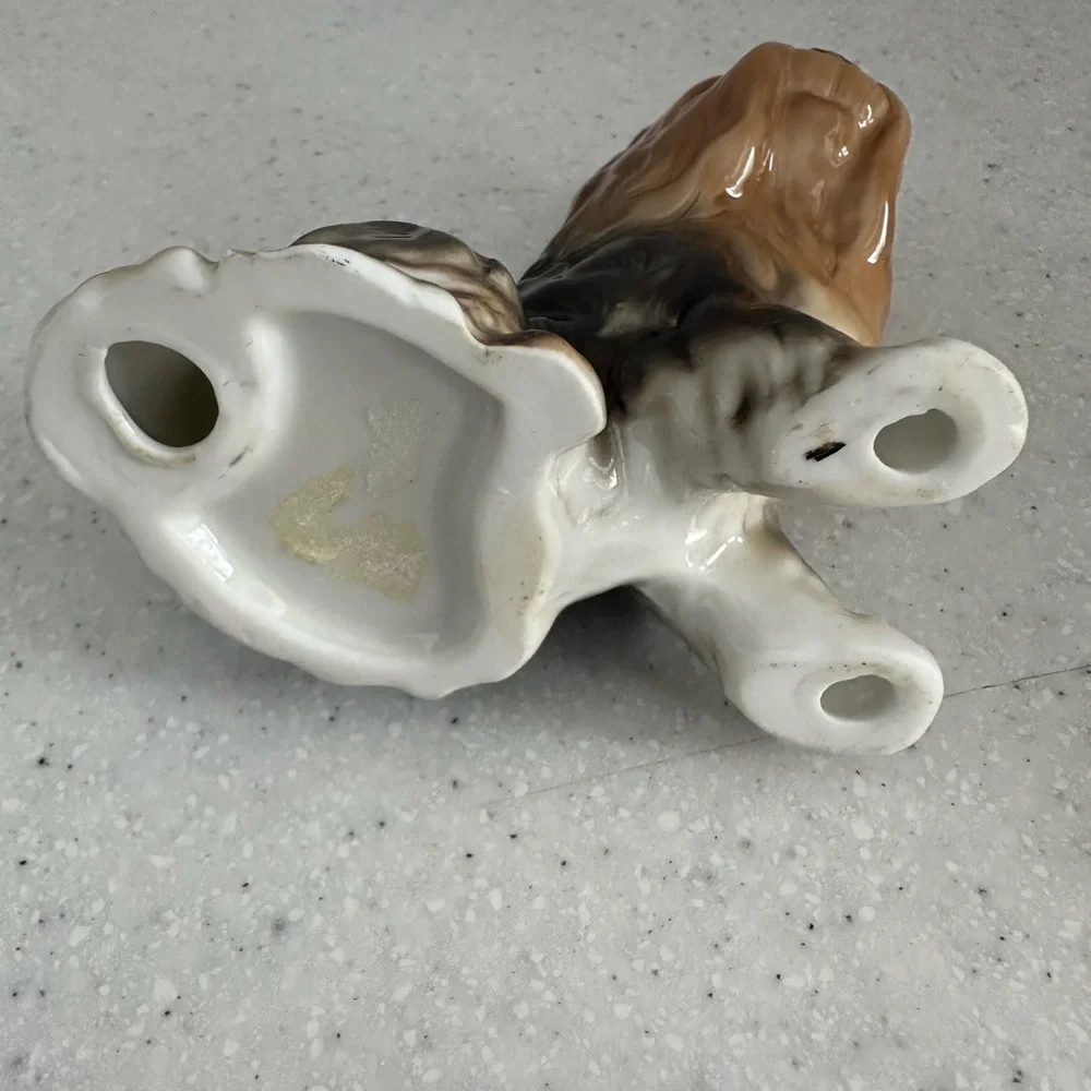 Vintage Bone China Yorkshire Terrier Dog Figurine with Red Bow! Collectible